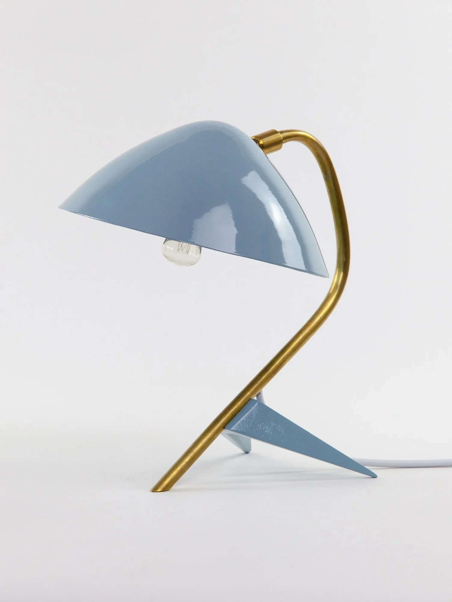 Vintage Blue and Brass Italian Table Lamp, 1950s